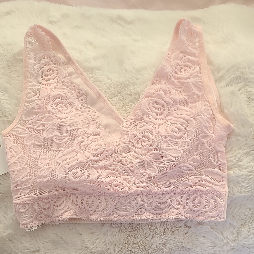 Seamless Pink Wireless Bra with V-Neck - Picture 4 of 4